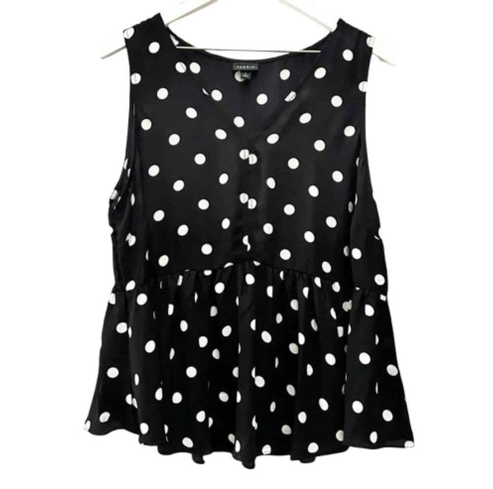 TORRID Black White Polka Dot Sleeveless Peplum Blouse Top Plus Size 2 (2XL)